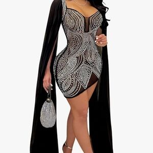 Elegant Black and Silver Women's Dress